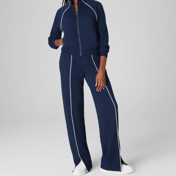 NWT SPANX AirEssentials Pique Straight Leg Pant Timeless Navy - Picture 4 of 4